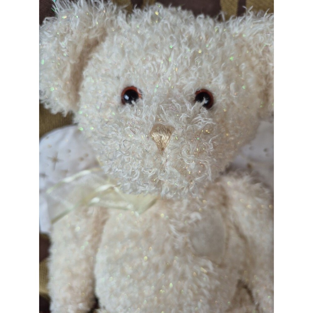Gund Angel Bear Heart Gold Wings & Bow 10" Crystal Plush Beanie Soft Cuddly - Picture 3 of 7